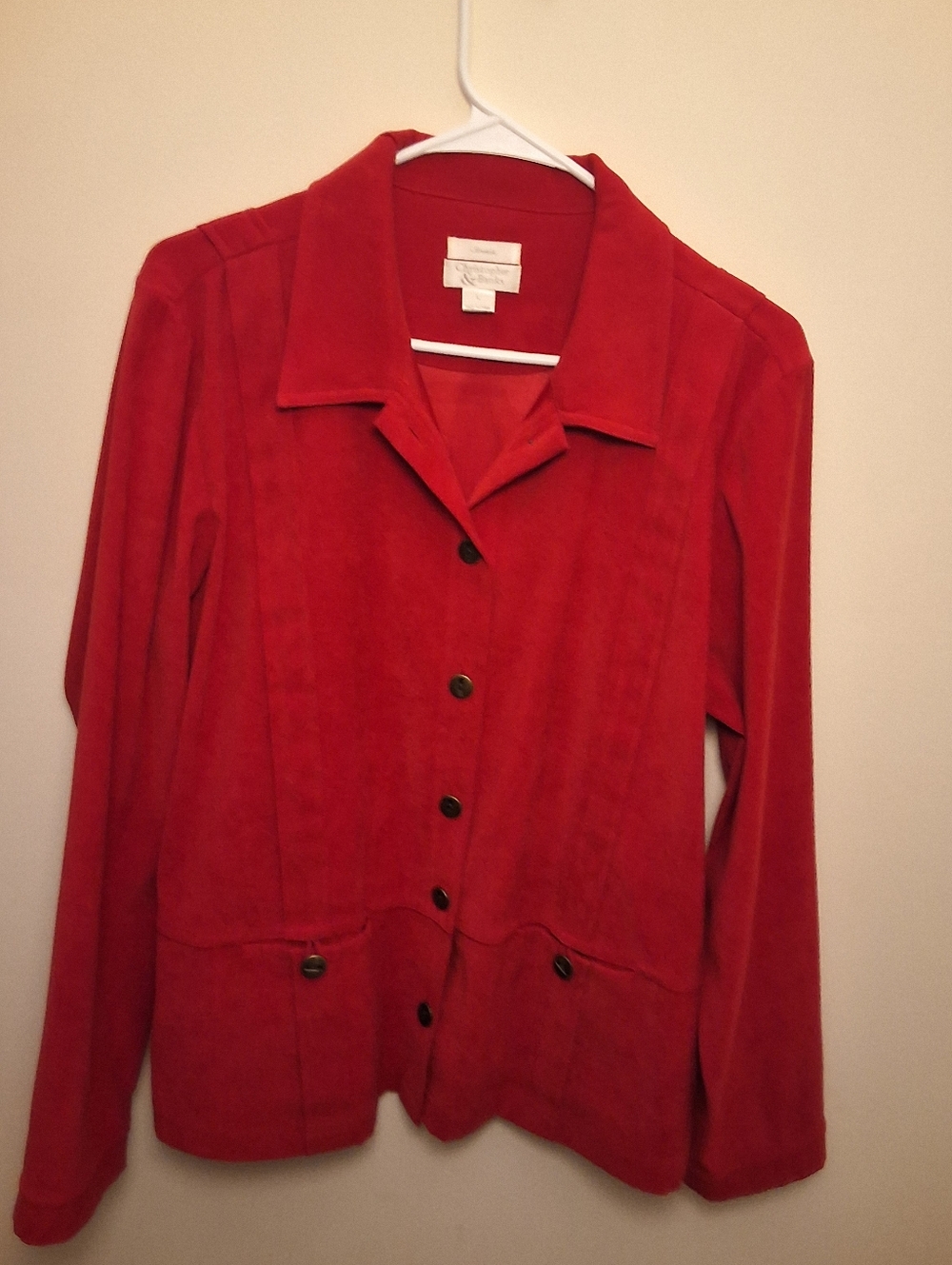 Christopher & Banks Red Faux Suede Button Down Jacket Blazer Size L